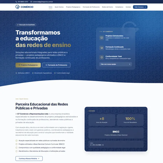 Site institucional da G7 Comércio desenvolvido pela Voltz