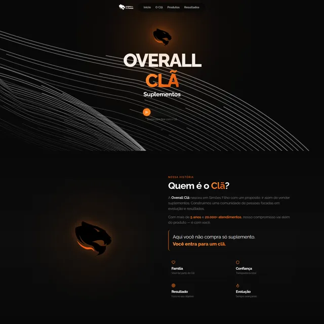 Landing page da Overall Clã desenvolvida pela Voltz